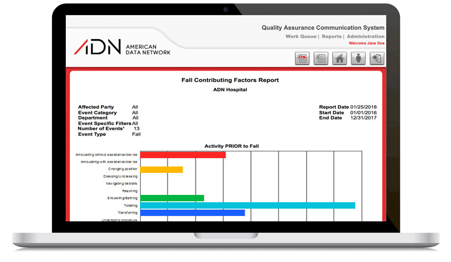 Patient Safety Event Reporting information display on laptop screen