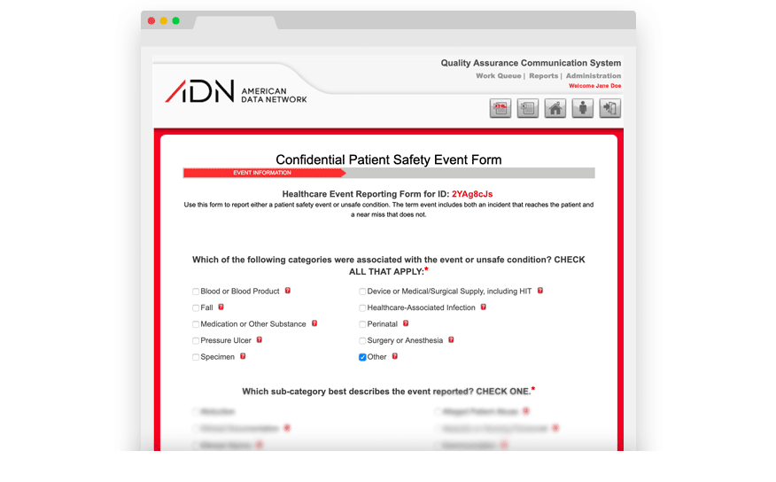 Confidential patient safety event form document example