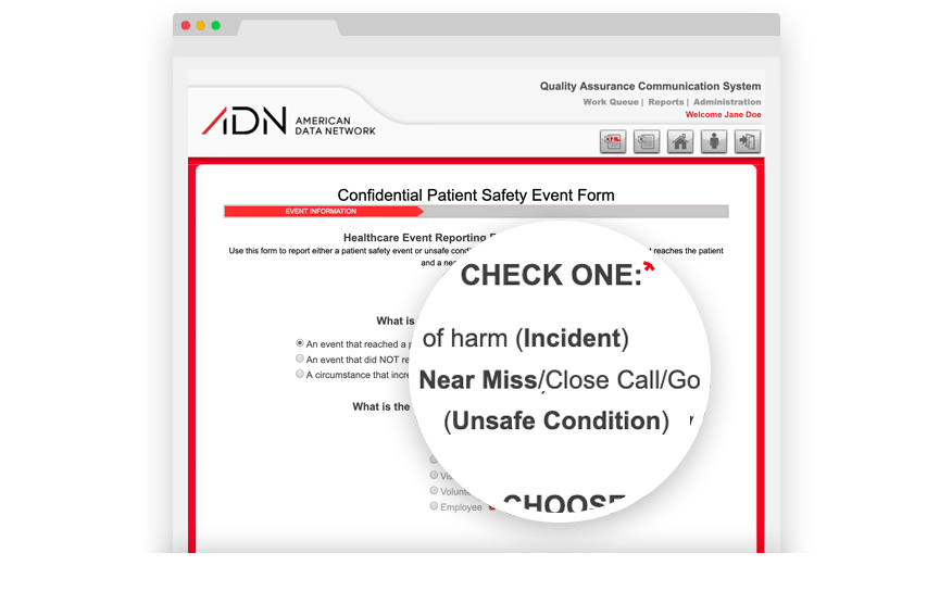 Confidential patient safety event form document example