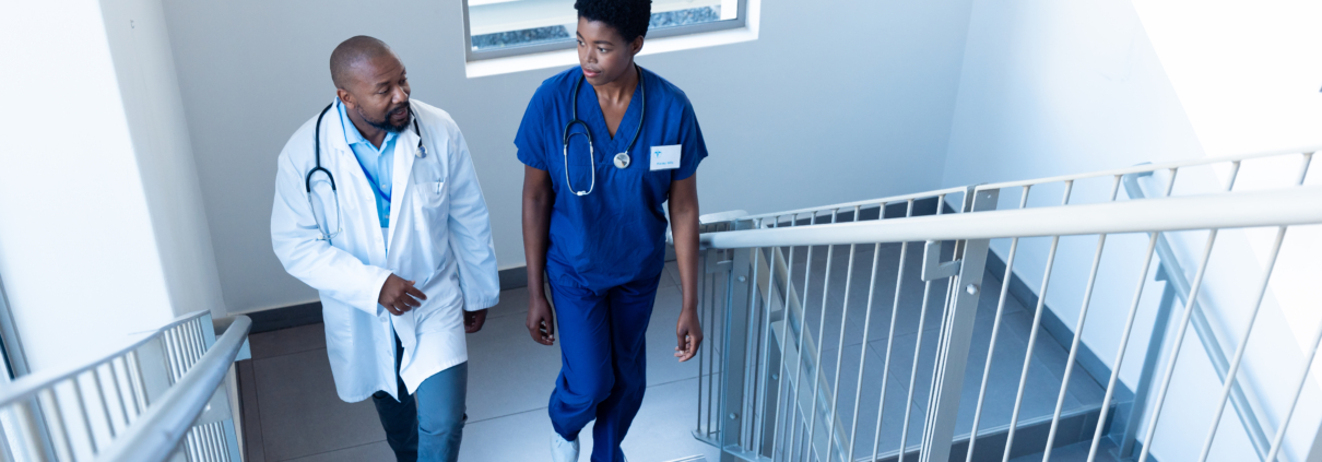 a doctor and nurse discussing a culture of safety in healthcare