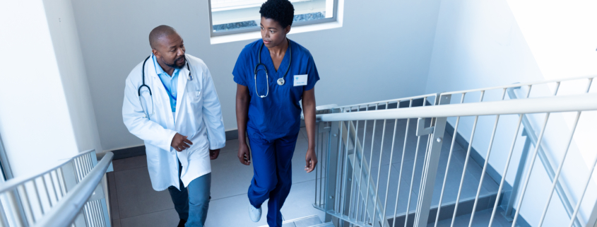 a doctor and nurse discussing a culture of safety in healthcare