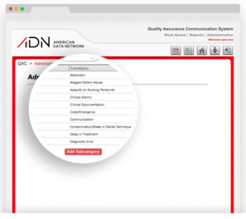 Customizable Subcategories on the Confidential Patient Safety Event Form