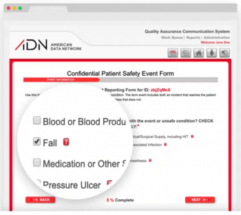 Event collection section on the Confidential Patient Safety Event Form